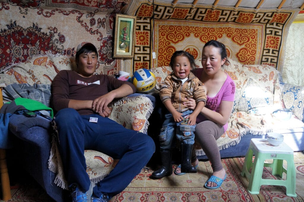 Mongolsko mladá rodina
