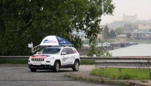 Wings For Life - Catcher Car on the bridge in Bratislava