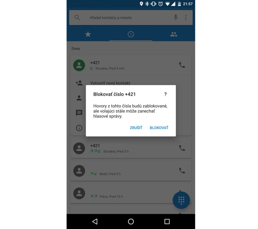 nastavenie blokovania