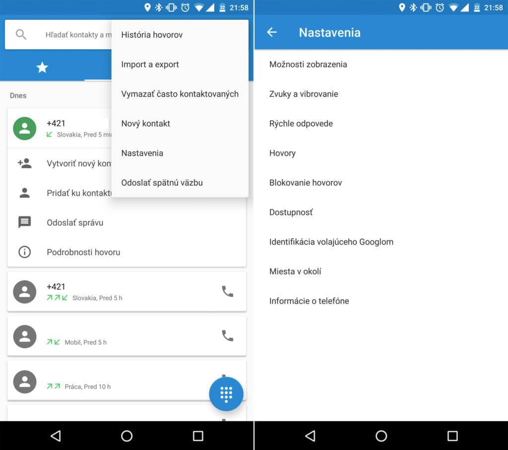 nastavenie blokovania